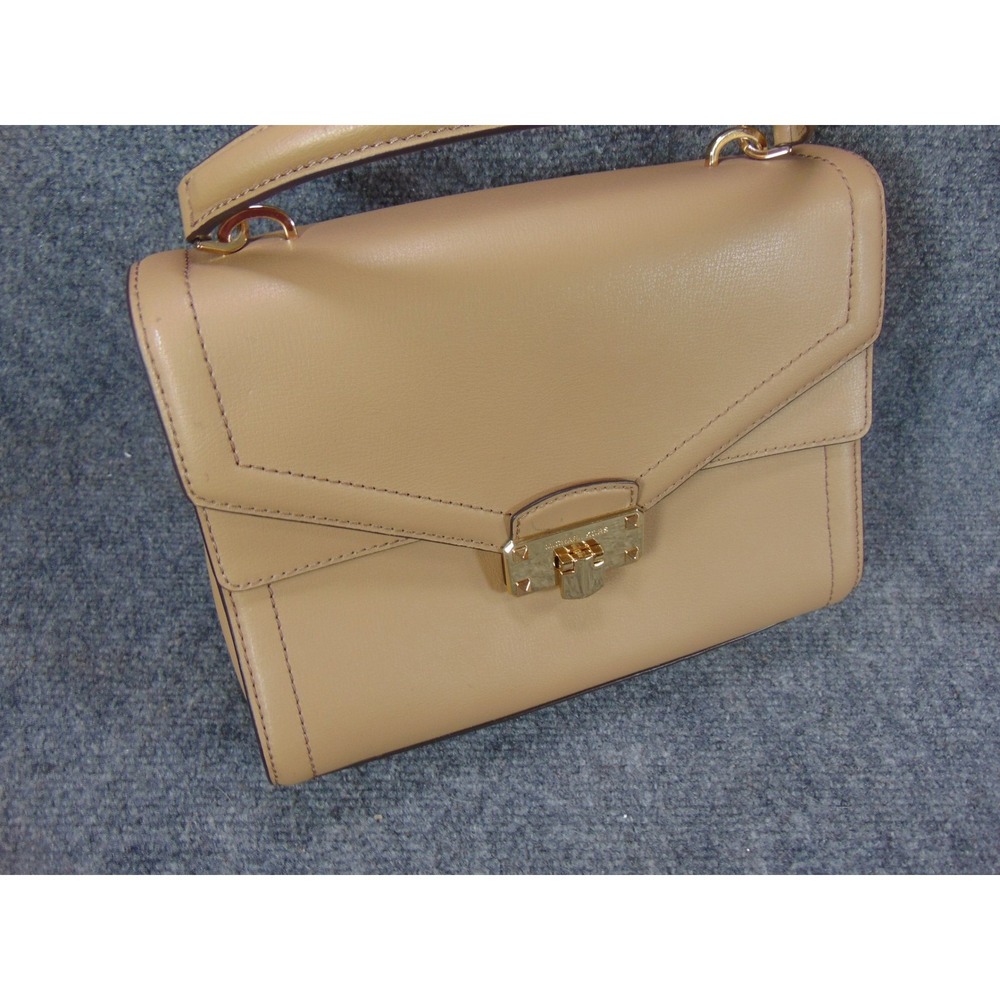 Michael Kors Handbag Jet Set Tan Leather Chain Strap Flap Turn Lock Shoulder Bag